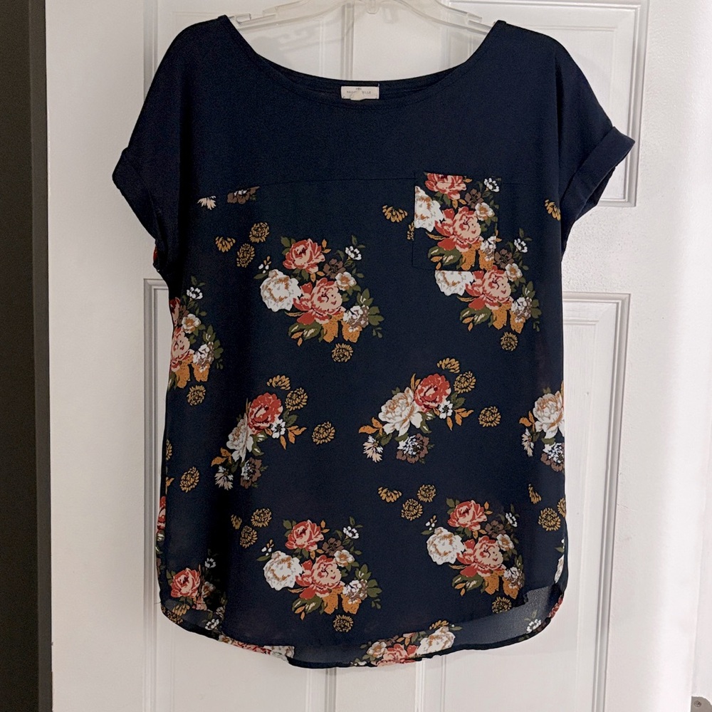 Floral Print Navy Top